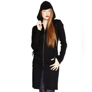Tripp NYC Black Metal Gothic Witch Punk Corset Long Hoodie Blazer Jacket